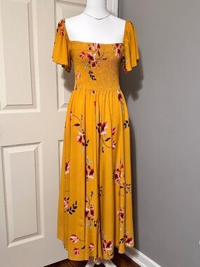 Sunday mi amor Mustard Romantic Cottage Bohemian Coquette Summer Maxi Dress